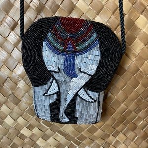 Beaded elephant purse